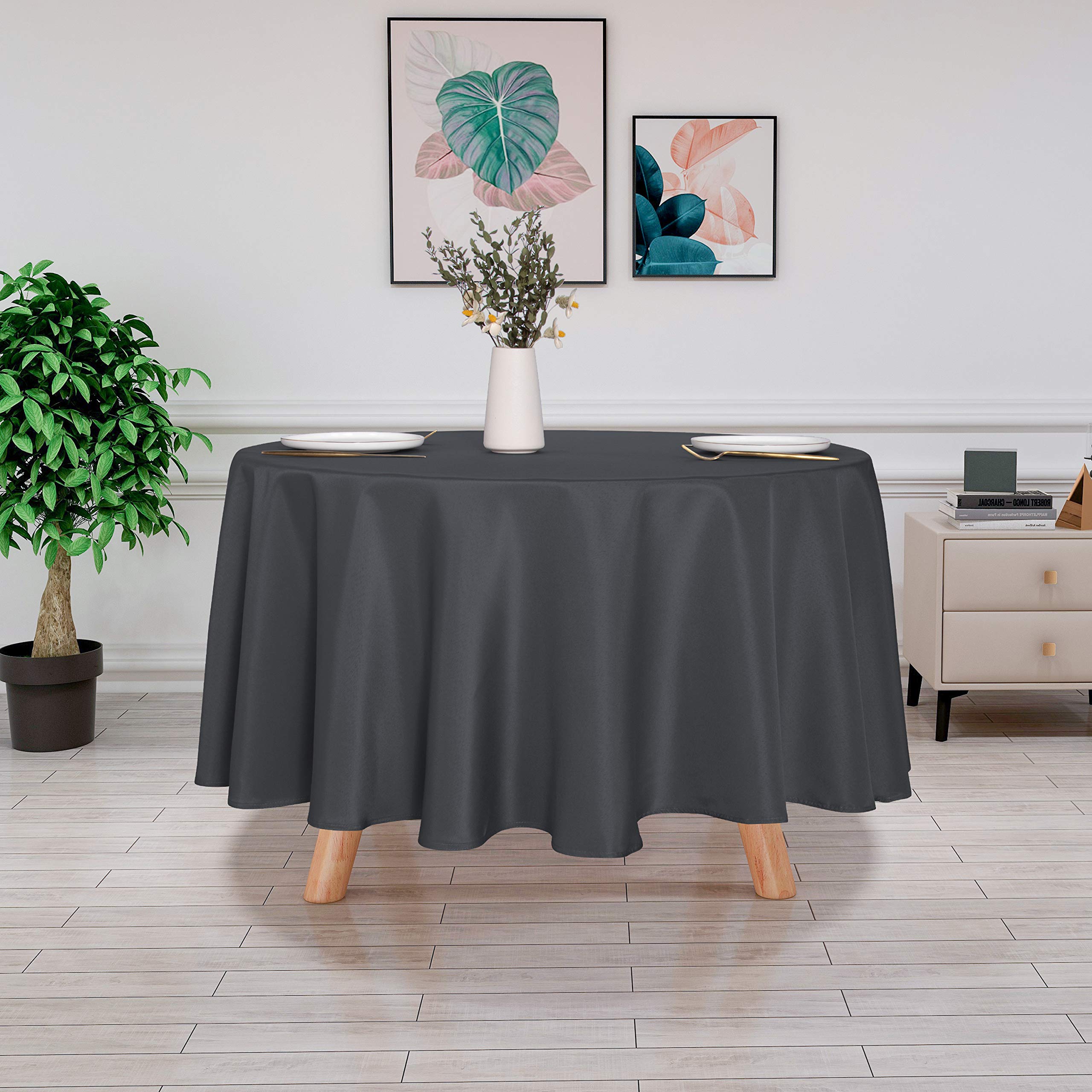 Sancua Round Tablecloth - 90 Inch - Water Resistant Spill Proof Washable Polyester Table Cloth Decorative Fabric Table Cover For